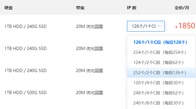 多IP站群服务器1个C段能有多少个IP