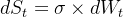 dS_t=\\sigma\\times dW_t