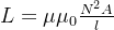 L=\\mu \\mu _{0}\\frac{N^{2}A}{l}