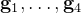 \\mathbf{g}_1, \\ldots, \\mathbf{g}_4