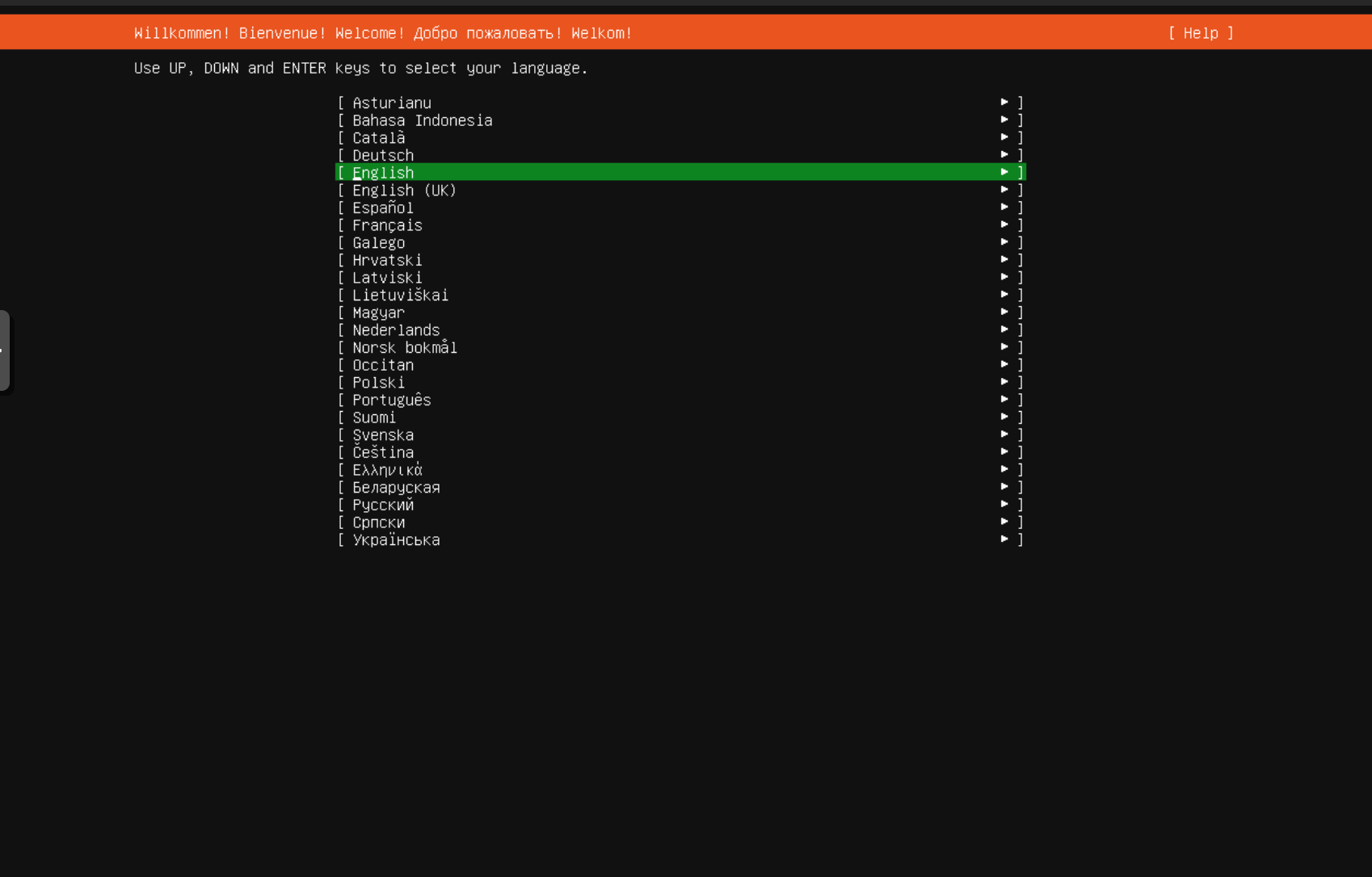 Ubuntu 语言选择界面