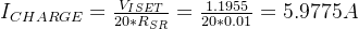 I_{CHARGE}=\\frac{V_{ISET}}{20*R_{SR}}=\\frac{1.1955}{20*0.01}=5.9775A