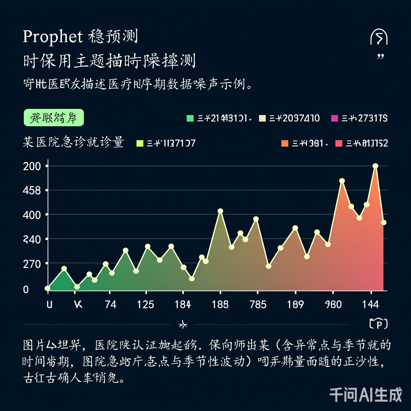 医疗时序数据噪声示例：某医院急诊就诊量时间序列（含异常点与季节性波动）