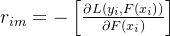 r_{im}= -\\left [ \\frac{\\partial L\\left (y _{i},F\\left (x_{i} \\right ) \\right )}{\\partial F\\left ( x_{i} \\right )} \\right ]