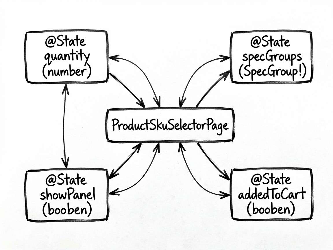 Ink-note style framework diagram showing the state