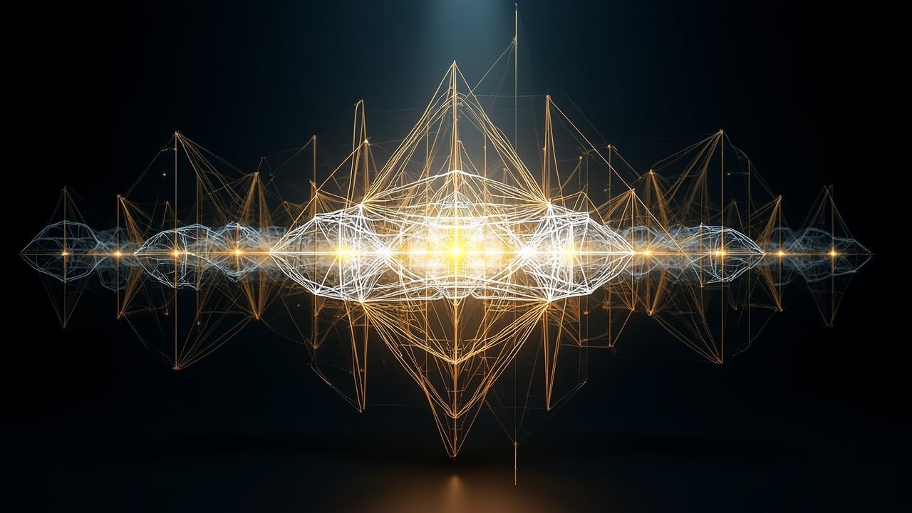 Abstract mathematical logic imagery: deep black ba