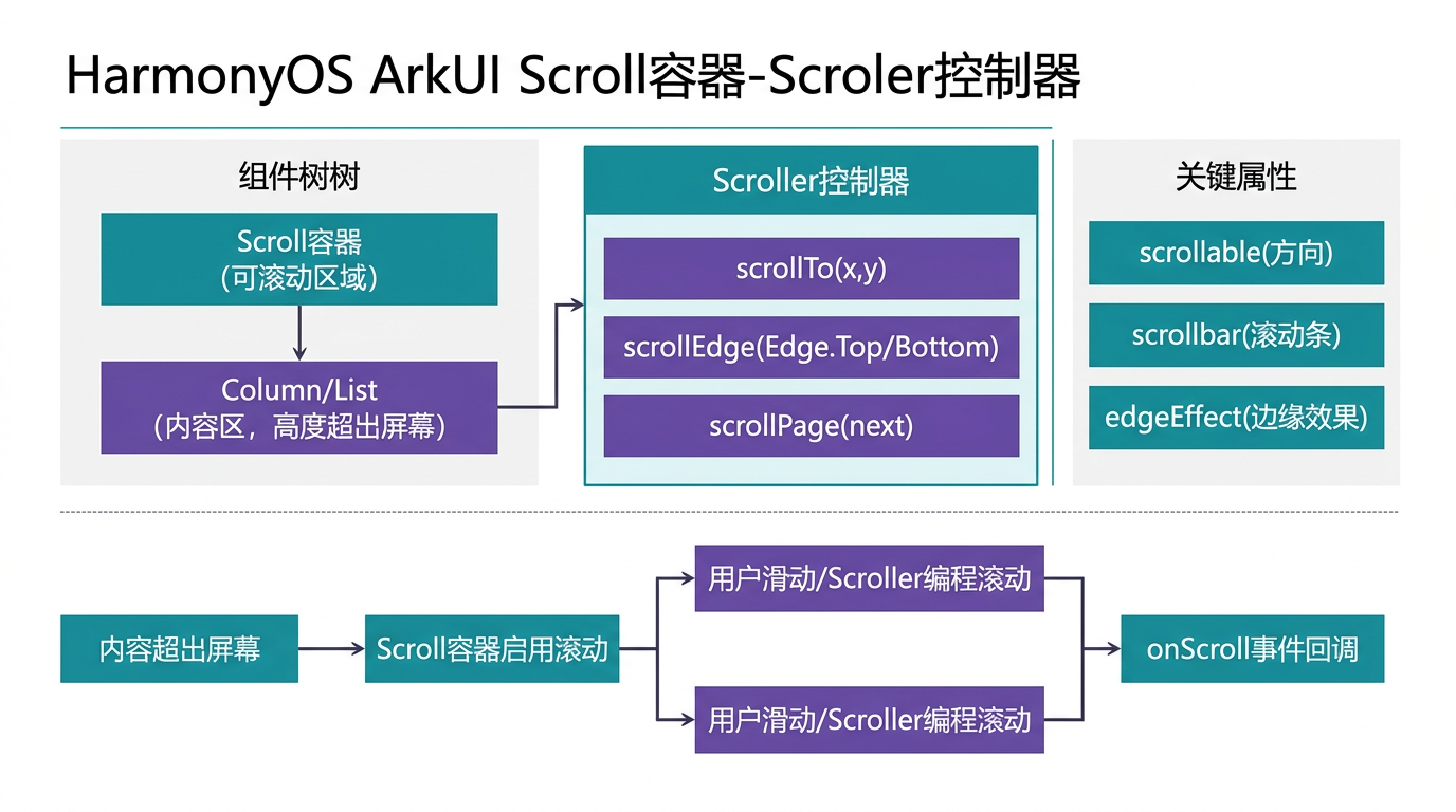 文章配图：Scroll 容器、Scroller 控制器、滚动监听与性能