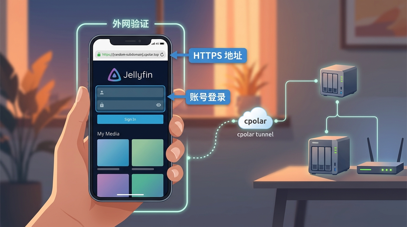 手机外网访问 Jellyfin 验证图