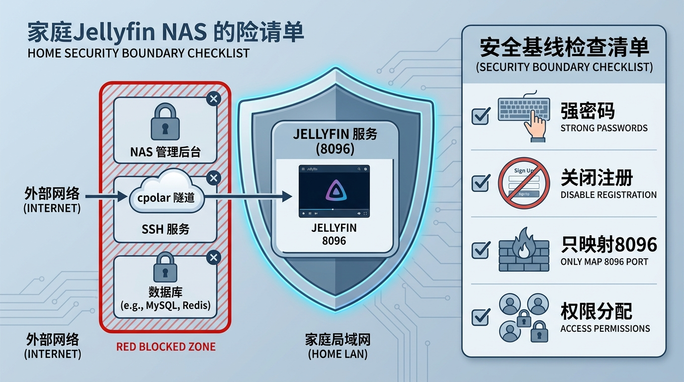 Jellyfin 外网访问安全边界检查图