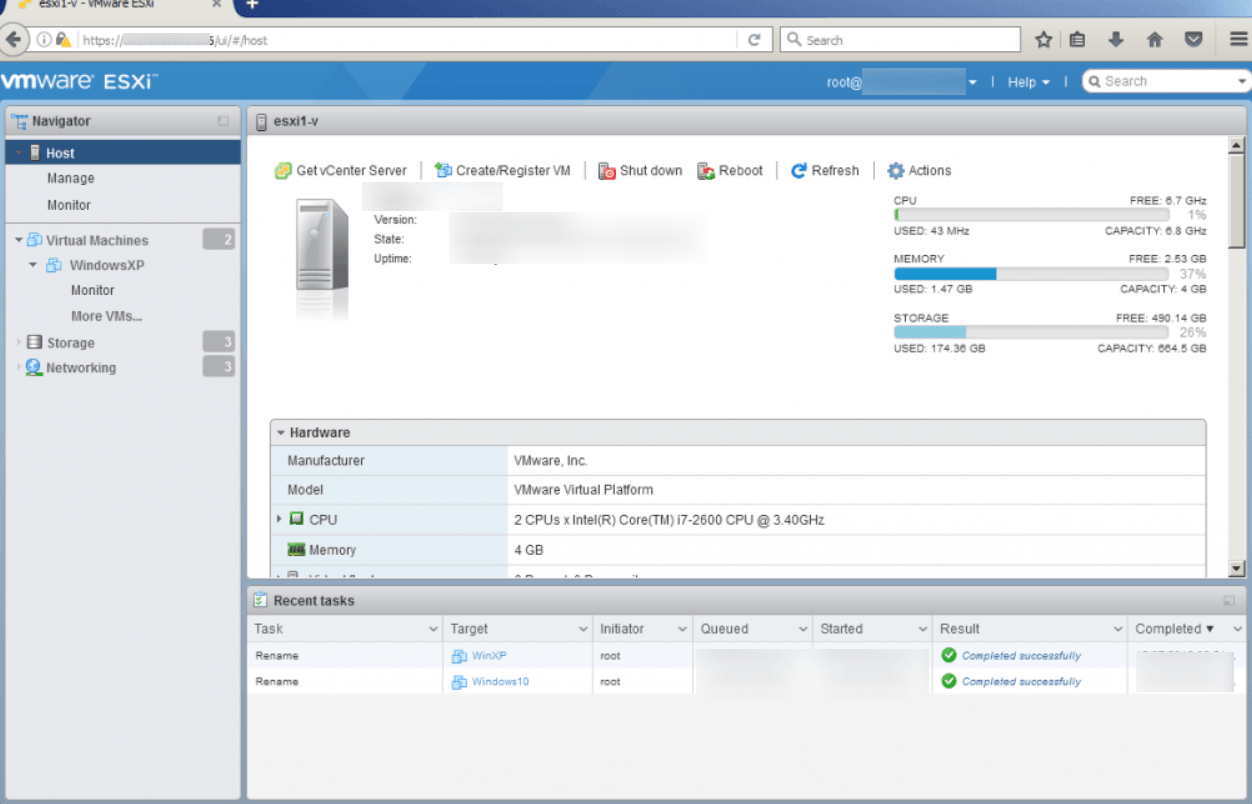 vsphere host client服务列表中重启hostd和vpxa