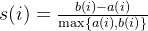 s(i) = \\frac{b(i) - a(i)}{\\max\\{a(i), b(i)\\}}