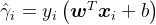 \\hat{\\gamma}_i = y_i\\left(\\boldsymbol w^T \\boldsymbol x_i + b\\right)