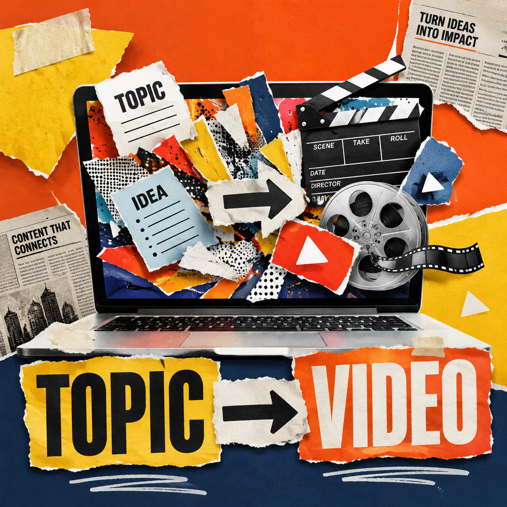vox-director 的核心思路:TOPIC 进、VIDEO 出,像一张拼贴海报突然活了过来
