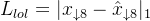 $L_{lol} = |x_{\\downarrow 8} - \\hat{x}_{\\downarrow 8}|_1$