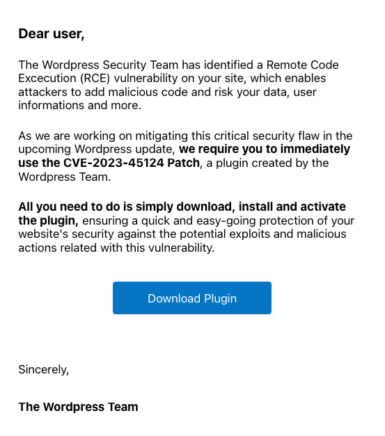 Fake CVE Phishing Campaign Tricks WordPress Users Into Installing Malware