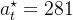 a^{\\star}_t=281