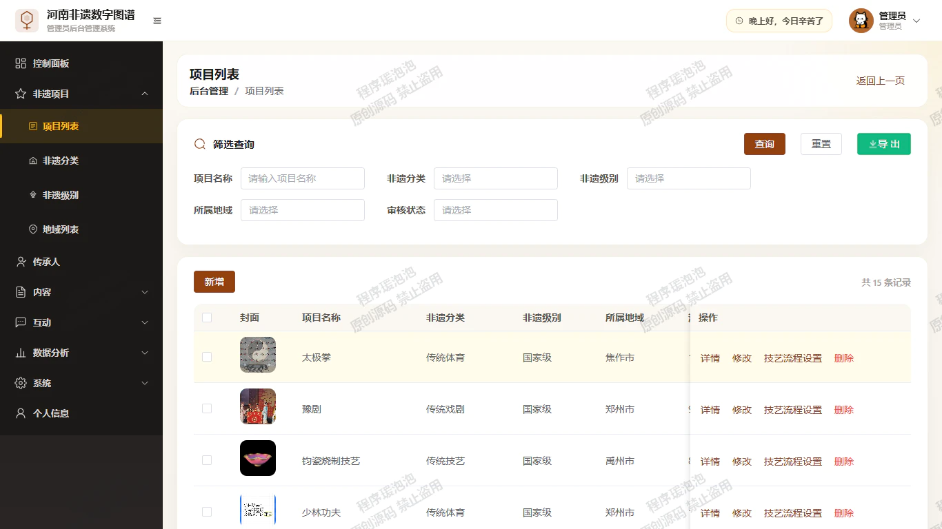 项目列表
