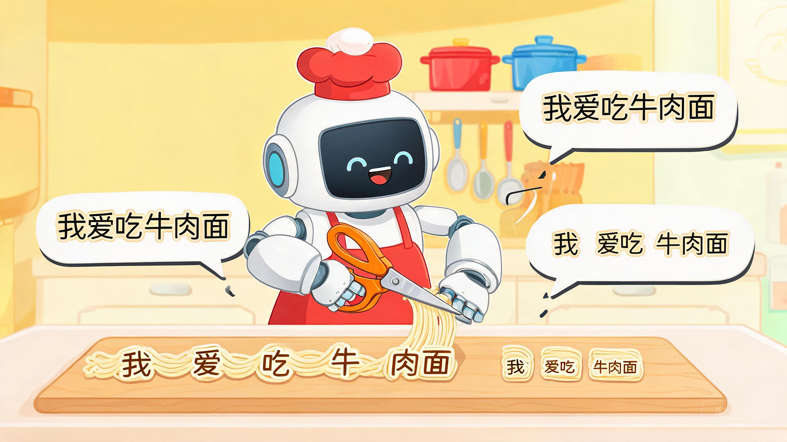 中文分词卡通图:像切水果一样把连续汉字序列切成一个个词块