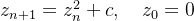 z_{n+1}=z_n^2+c,\\quad z_0=0