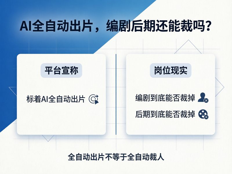 平台标着AI全自动出片,编剧和后期却裁不掉,叙事节奏和情绪卡点仍需人工把控。
