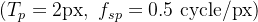 (T_p=2\\mathrm{px},\\ f_{sp}=0.5\\ \\mathrm{cycle/px})