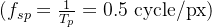 (f_{sp}=\\frac{1}{T_p}=0.5\\ \\mathrm{cycle/px})