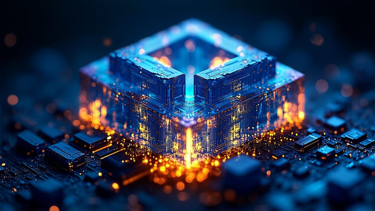 Abstract microscopic world of silicon: deep blue c