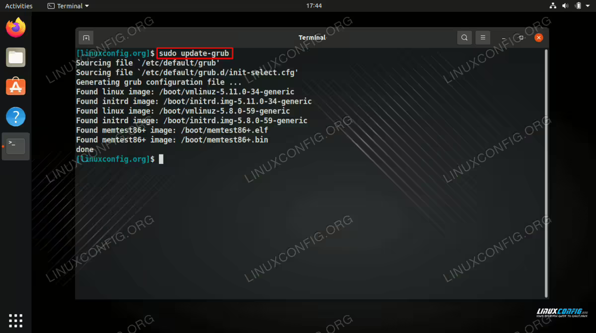 update-grub 执行结果