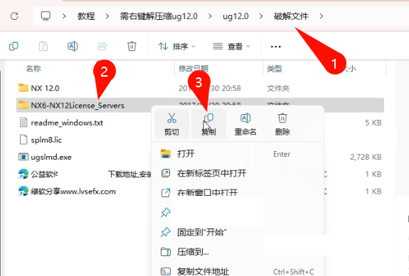 解压安装包,复制许可服务文件夹