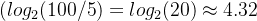 (log_2(100/5)= log_2(20)\\approx 4.32