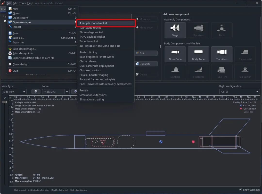 OpenRocket 入门示例