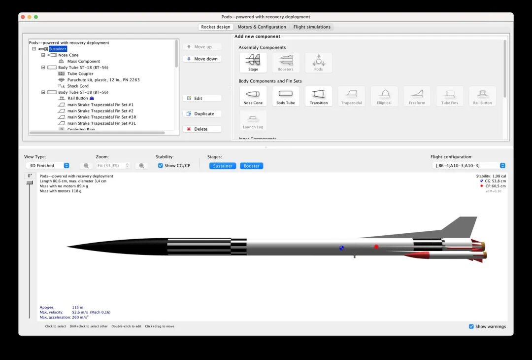 OpenRocket 3D 视图