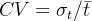 $CV = \\sigma_t / \\bar t$