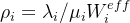 $\\rho_i = \\lambda_i / \\mu_i W_i^{eff}$